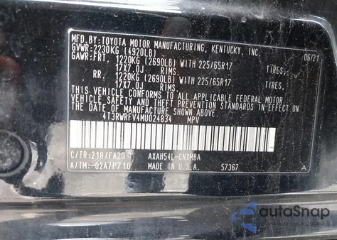 2021 Toyota Rav4 Hybrid Xle z USA, uszkodzony, nr VIN 4T3RWRFV4MU024834